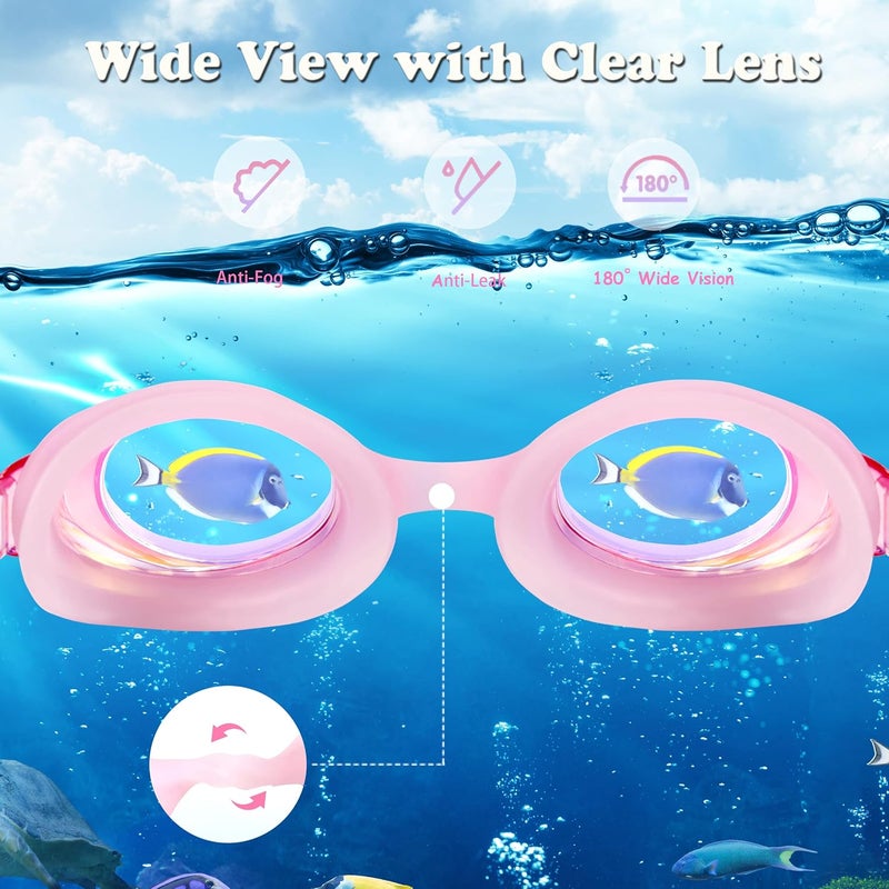 EWPJDK Kids Swim Goggles - 2 Pack Swimming Goggles Anti Fog No Leaking For Kids Age 3-15 - Image 2